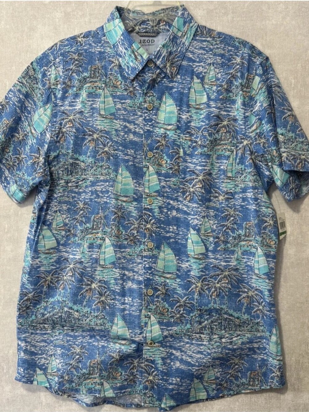IZOD LARGE Saltwater Dockside Short Slv Button Shirt Moisture Wicking CL2-2519